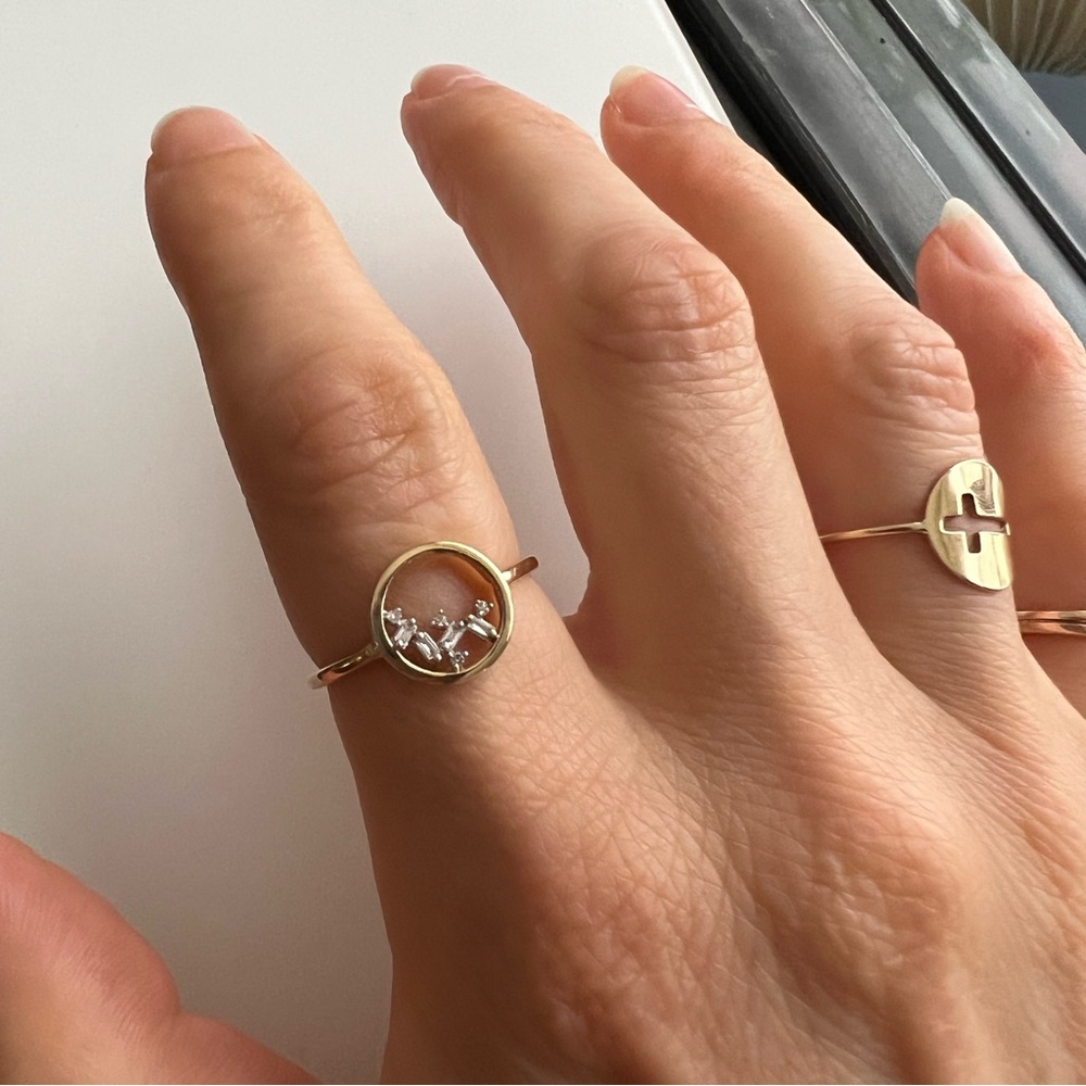 14k solid yellow gold diamond ring 6.5 - 7